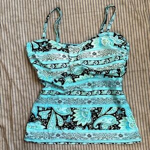 Y2K Croft & Barrow Paisley Swimwear/Camisole - Aqua and Black